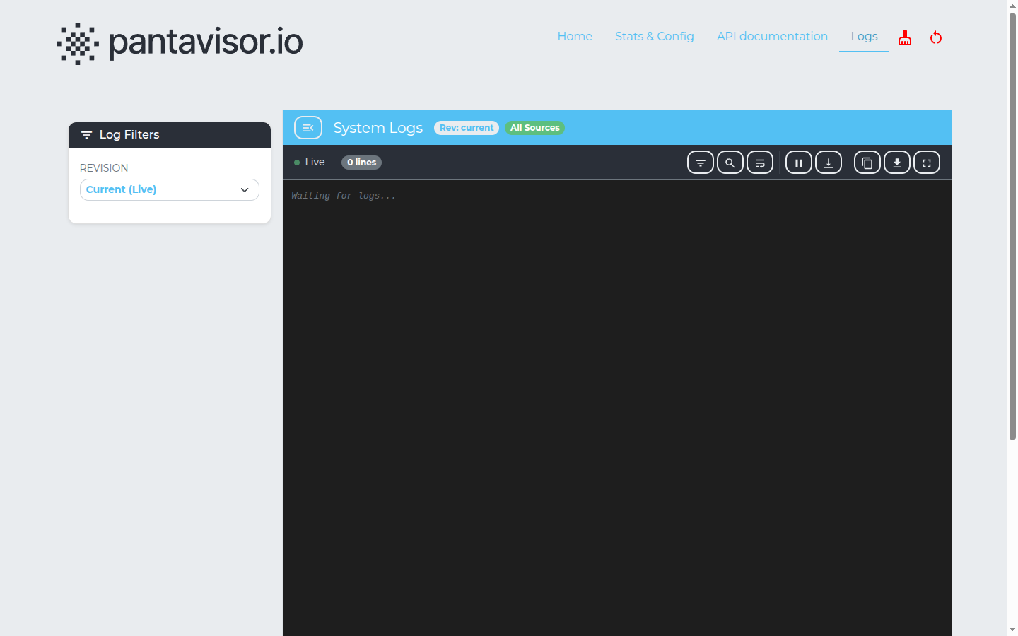 Logs viewer in the pvtx app
