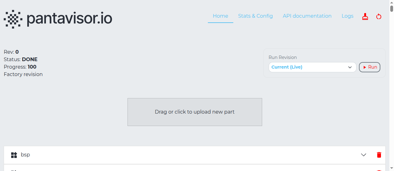 pvtx upload panel — drag or click to upload a new part